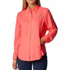 Womens PFG Tamiami II Long Sleeve Shirt | Neon Sunrise | Large